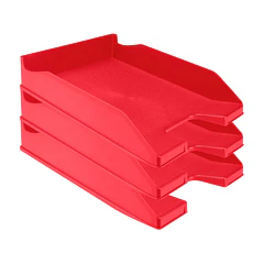 Tabuleiro secretaria plastico vermelho opaco pack 6 ENVIO GRÁTIS
