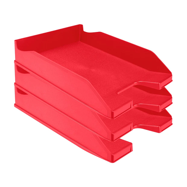 Tabuleiro secretaria plastico vermelho opaco pack 6 ENVIO GRÁTIS 