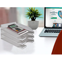Tabuleiro secretaria plastico cinza opaco pack 6 ENVIO GRÁTIS