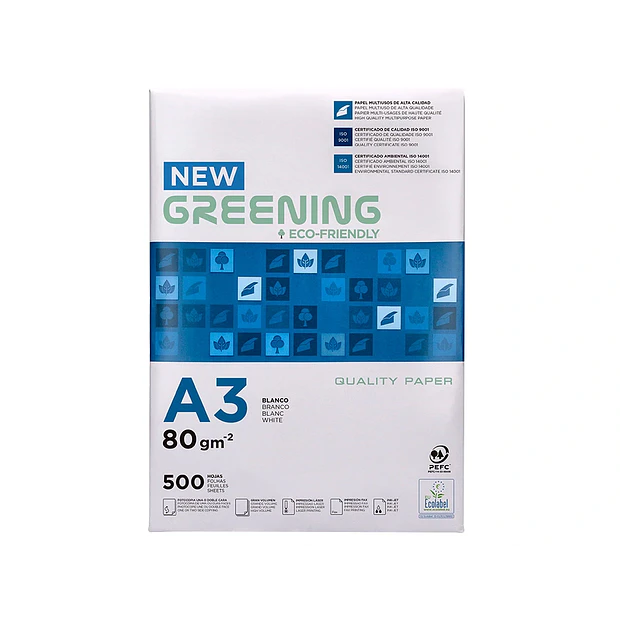 Papel fotocopia GREENING A3 80gr 500fl - ENVIO GRÁTIS 