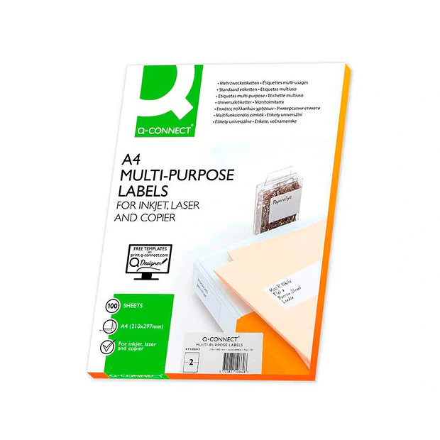 Etiquetas adesivas 210x148.5 mm. CONNECT 100fl. ENVIO GRÁTIS 