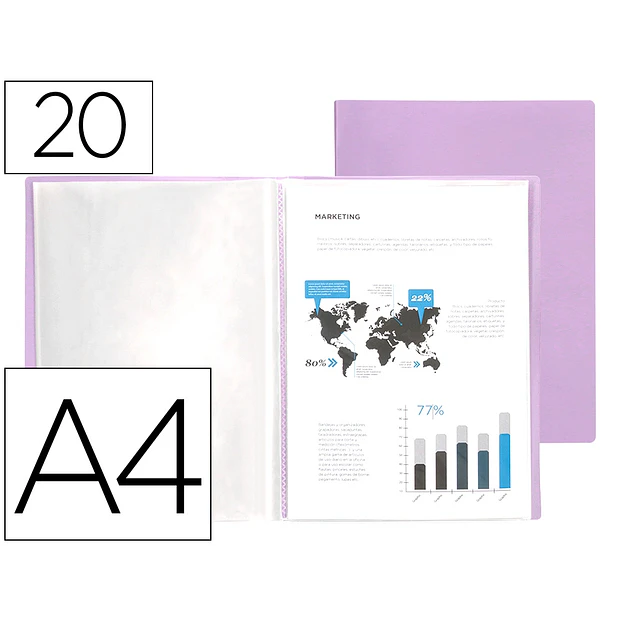 Capa catalogo / portfolio A4 20 Bl. Lavanda ENVIO GRÁTIS 