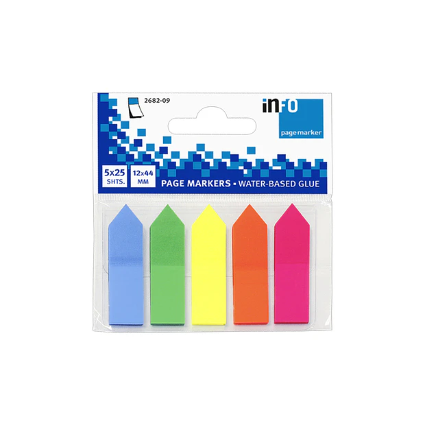 Separadores Adesivos 12x44mm Setas Sortido 125un Pack 2un. 