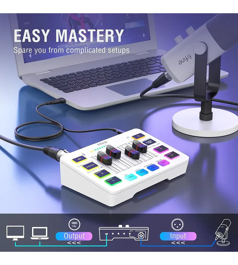 Fifine Sc3 Xlr Usb Mezcladora Podcast Streaming 3