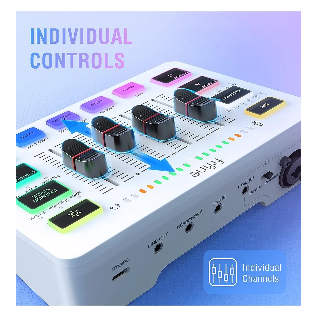 Fifine Sc3 Xlr Usb Mezcladora Podcast Streaming 4