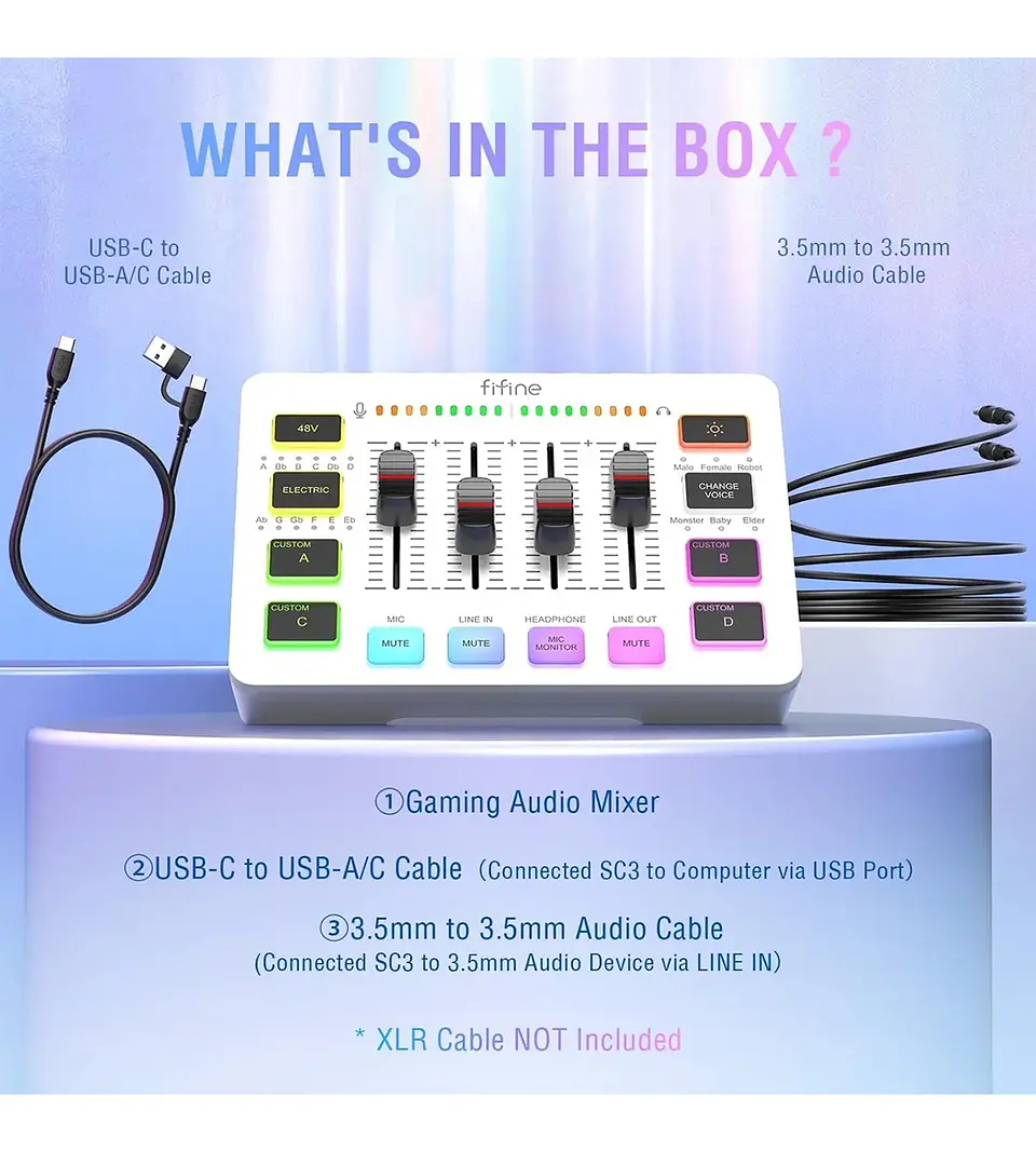 Fifine Sc3 Xlr Usb Mezcladora Podcast Streaming 8