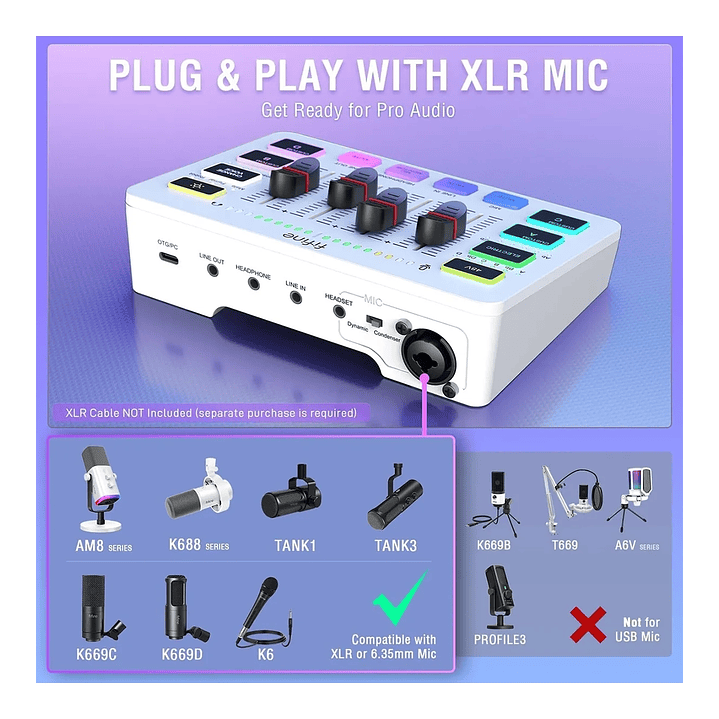 Fifine Sc3 Xlr Usb Mezcladora Podcast Streaming 9