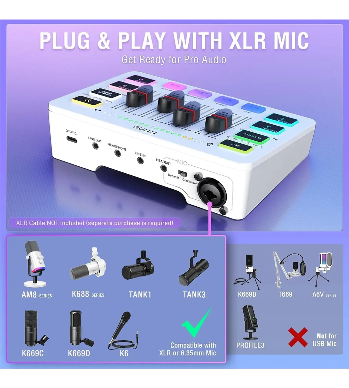 Fifine Sc3 Xlr Usb Mezcladora Podcast Streaming 9