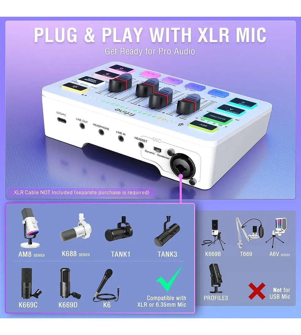 Fifine Sc3 Xlr Usb Mezcladora Podcast Streaming 9
