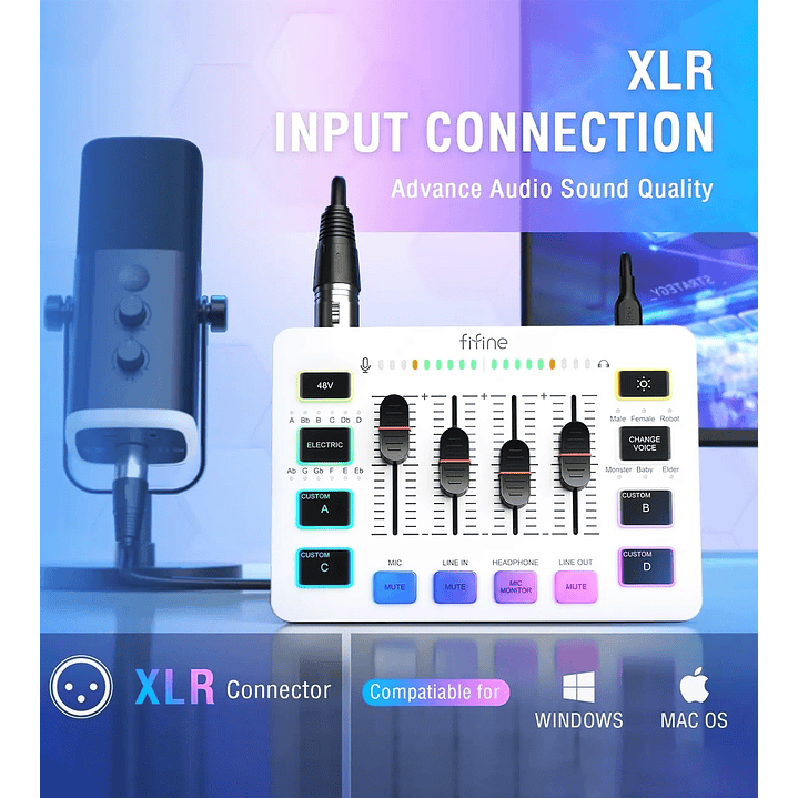 Fifine Sc3 Xlr Usb Mezcladora Podcast Streaming 11