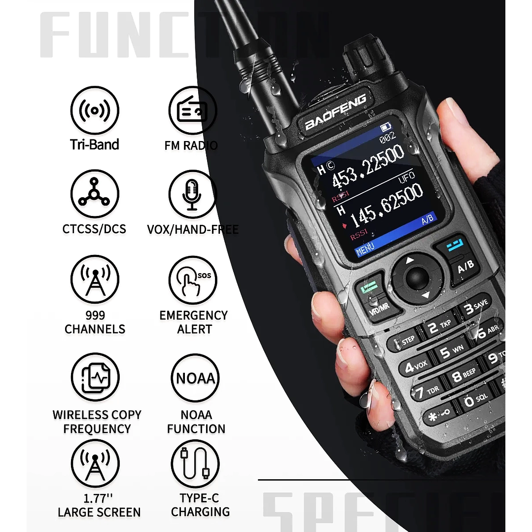 Radio Comunicador Baofeng UV-21 PRO Dual Banda VHF/UHF 5W – Walkie Talkie Profesional con Carga Tipo C 6