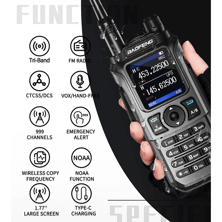Radio Comunicador Baofeng UV-21 PRO Dual Banda VHF/UHF 5W – Walkie Talkie Profesional con Carga Tipo C 6