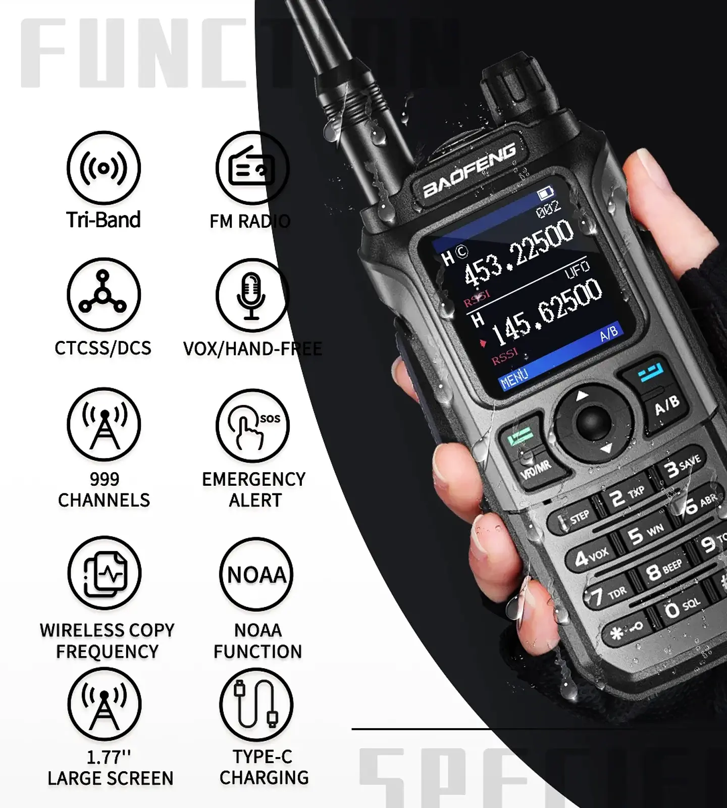 Radio Comunicador Baofeng UV-21 PRO Dual Banda VHF/UHF 5W – Walkie Talkie Profesional con Carga Tipo C 6