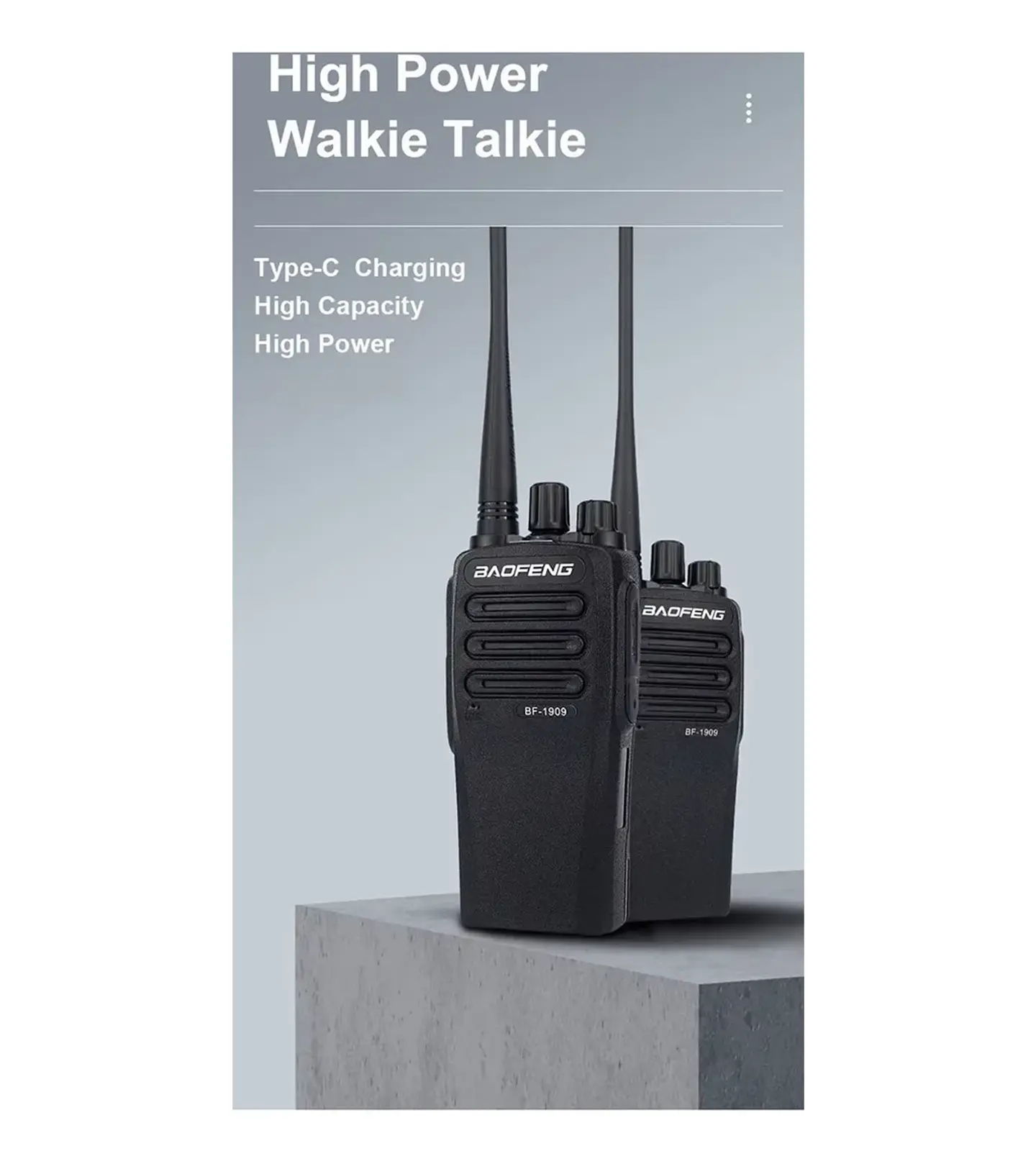 Radio Comunicador Baofeng BF-1909 UHF 400-520 MHz – Walkie Talkie Profesional para Minería, Seguridad y Transporte 5