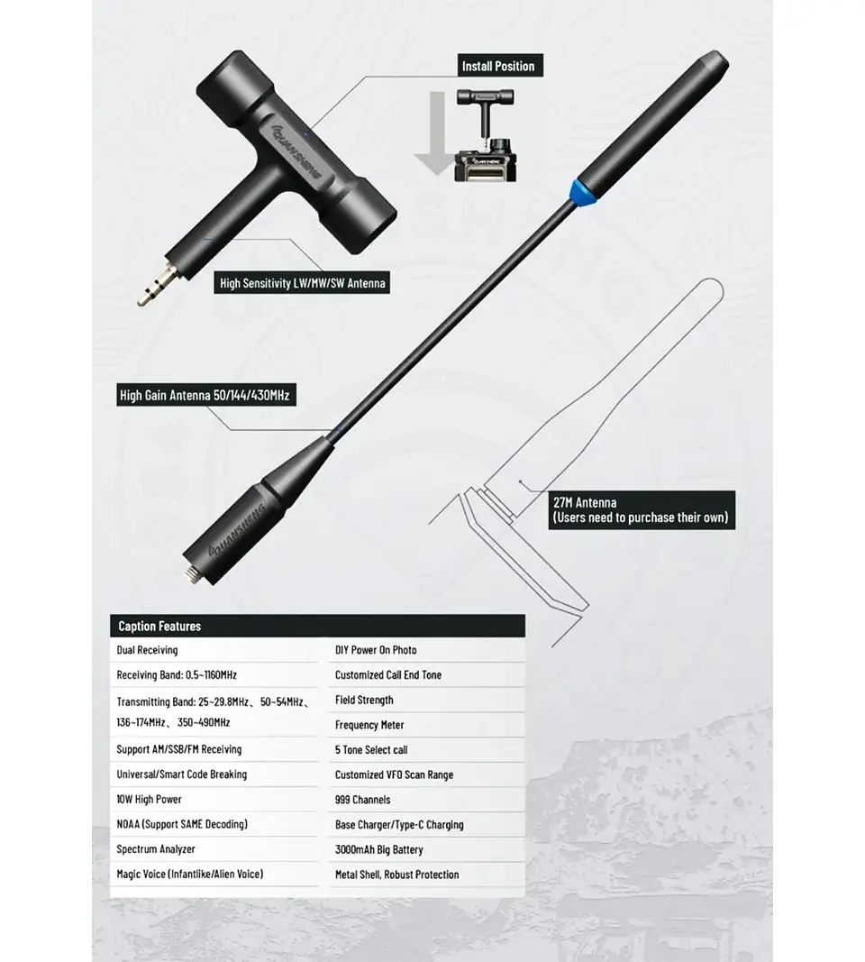 Radio Comunicador Quansheng TK-11 Profesional 10W – Multi Banda VHF/UHF AM, SSB y USB 3