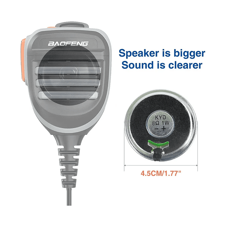 Pera Baofeng Micrófono Parlante Resistente Dual Ptt 7