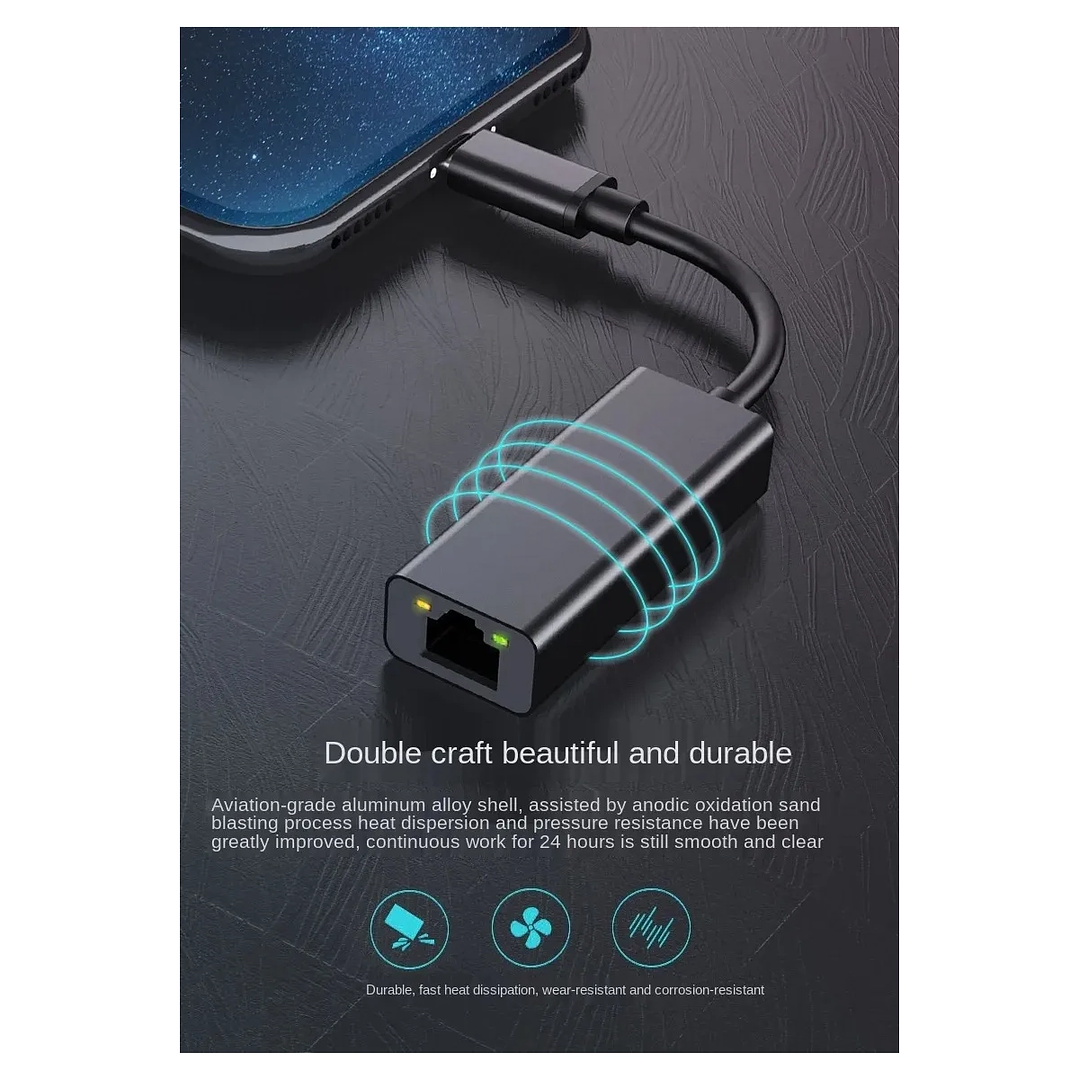 Adaptador USB-C 3.1 a Ethernet RJ45 1000Mbps para Red LAN en PC y Laptop 7