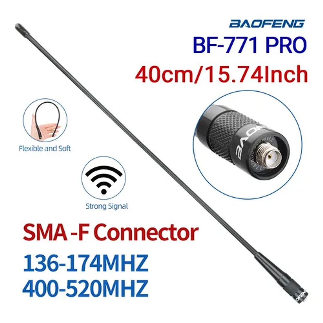 Baofeng Antena De Doble Banda Walkie Talkie Uhf Vhf 40cm 2