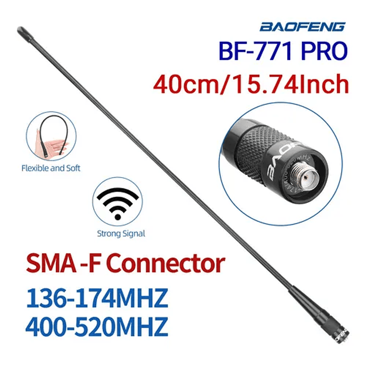 Baofeng Antena De Doble Banda Walkie Talkie Uhf Vhf 40cm 2