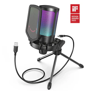 Micrófono Fifine A6V RGB USB para PC, Streaming, Juegos y Podcasts