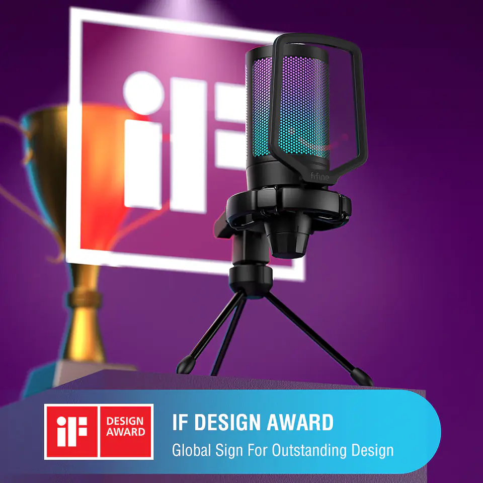 Micrófono Fifine A6V RGB USB para PC, Streaming, Juegos y Podcasts 4