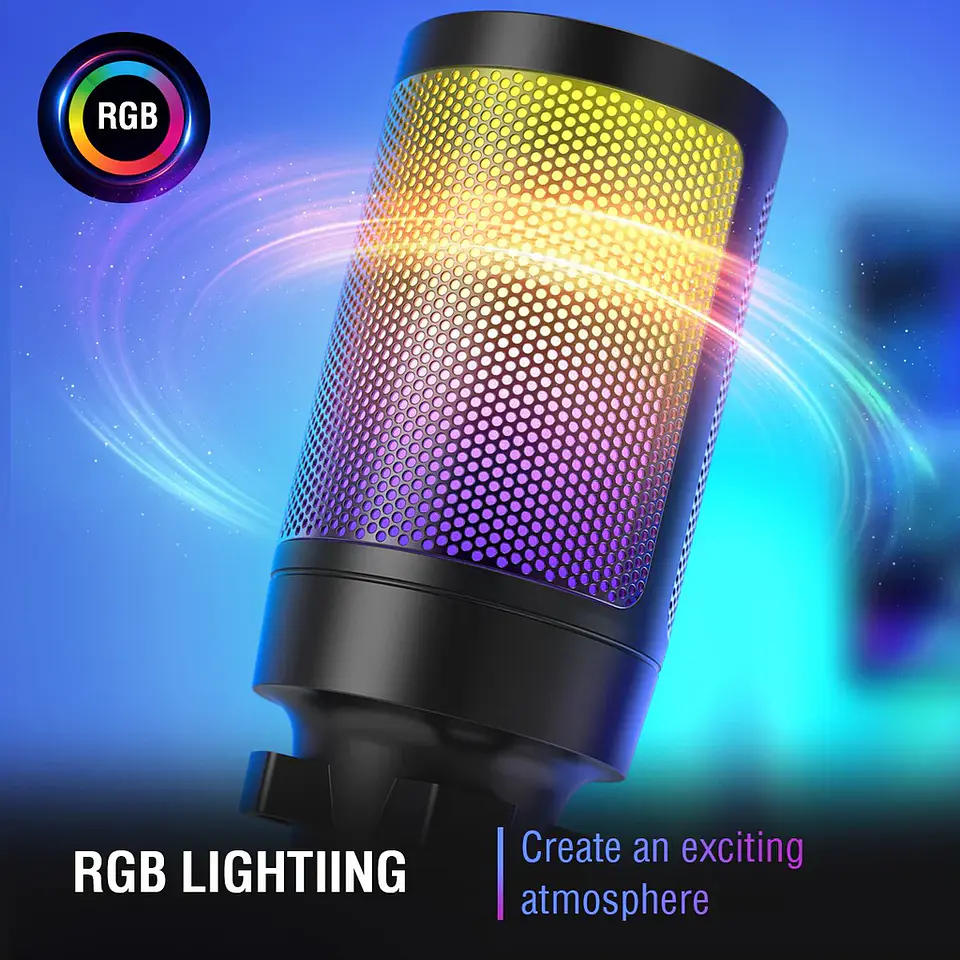 Micrófono Fifine A6V RGB USB para PC, Streaming, Juegos y Podcasts 7