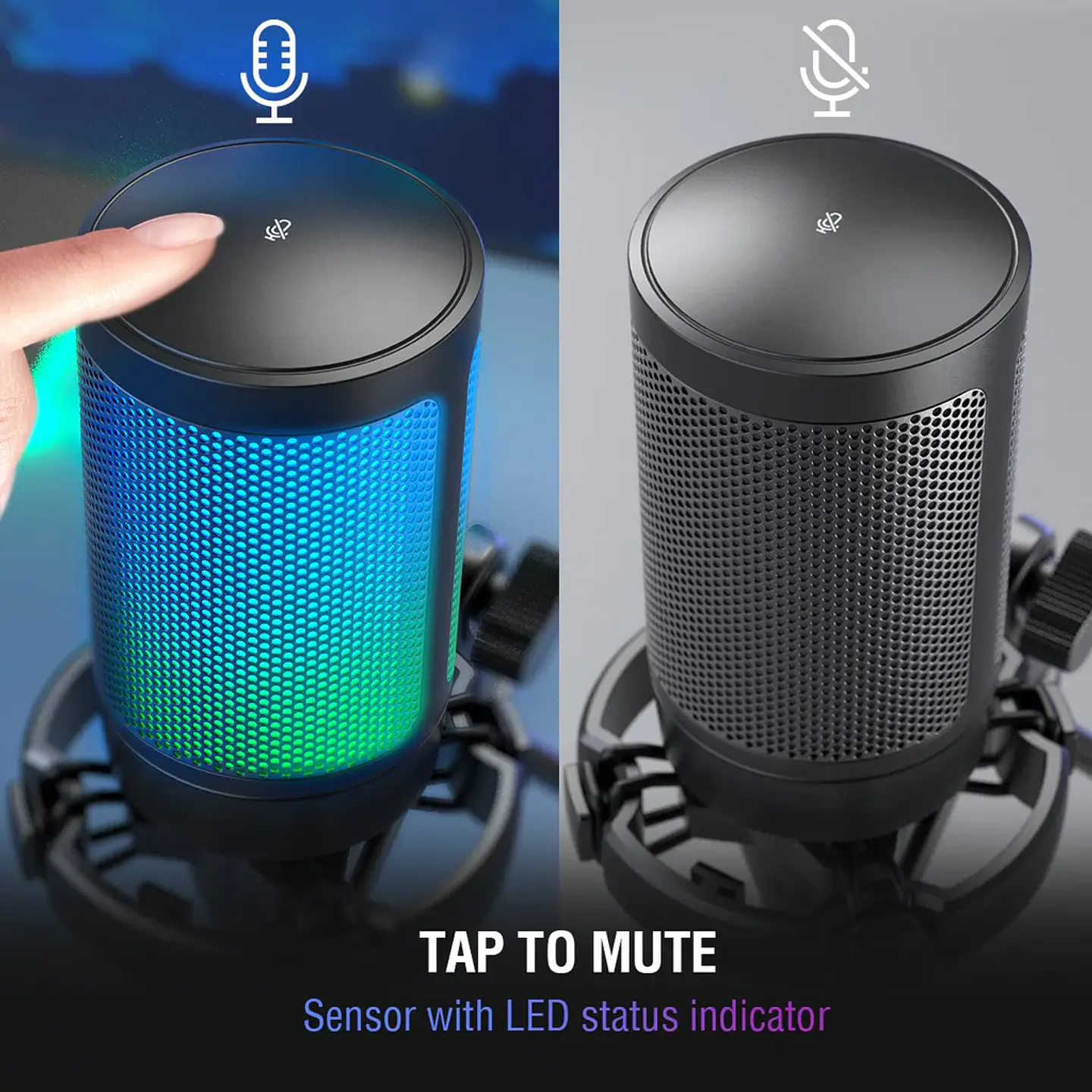 Micrófono Fifine A6V RGB USB para PC, Streaming, Juegos y Podcasts 8