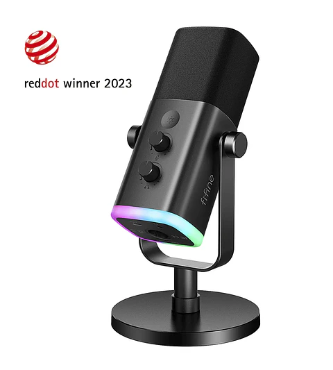 Micrófono dinámico FIFINE AmpliGame AM8 USB/XLR con RGB, silenciamiento táctil, controles de E/S y monitoreo en vivo para streaming