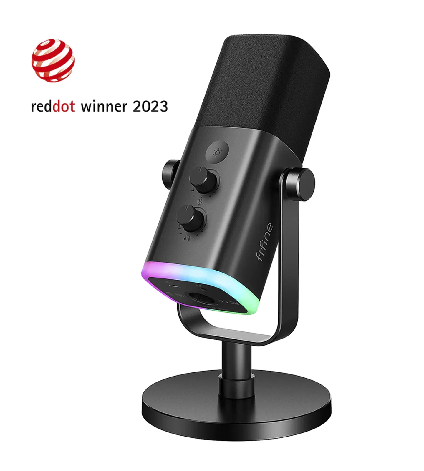 Micrófono dinámico FIFINE AmpliGame AM8 USB/XLR con RGB, silenciamiento táctil, controles de E/S y monitoreo en vivo para streaming 2