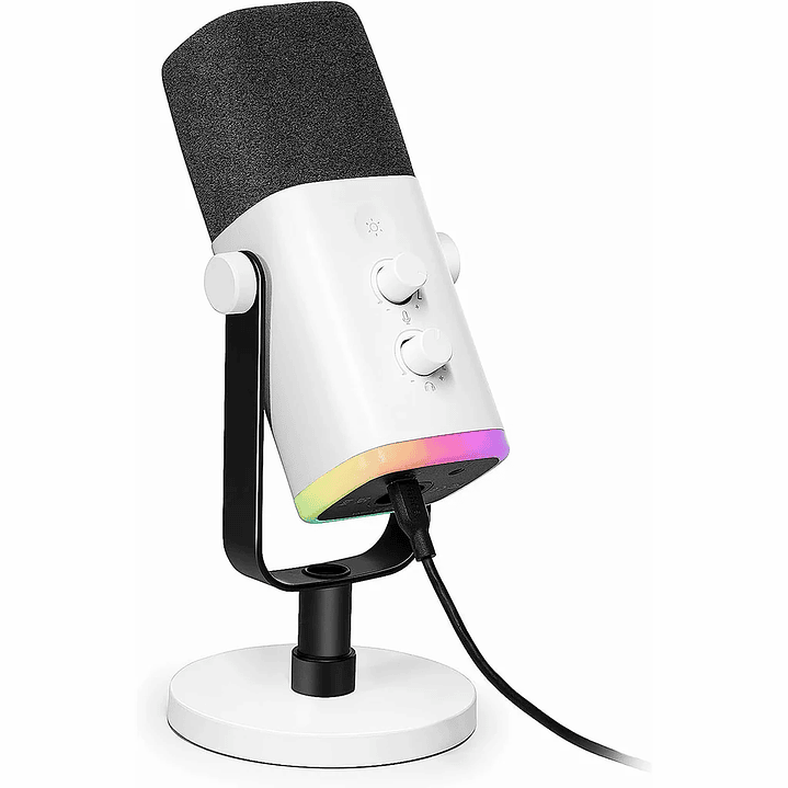 Micrófono dinámico FIFINE AmpliGame AM8 USB/XLR con RGB, silenciamiento táctil, controles de E/S y monitoreo en vivo para streaming 7