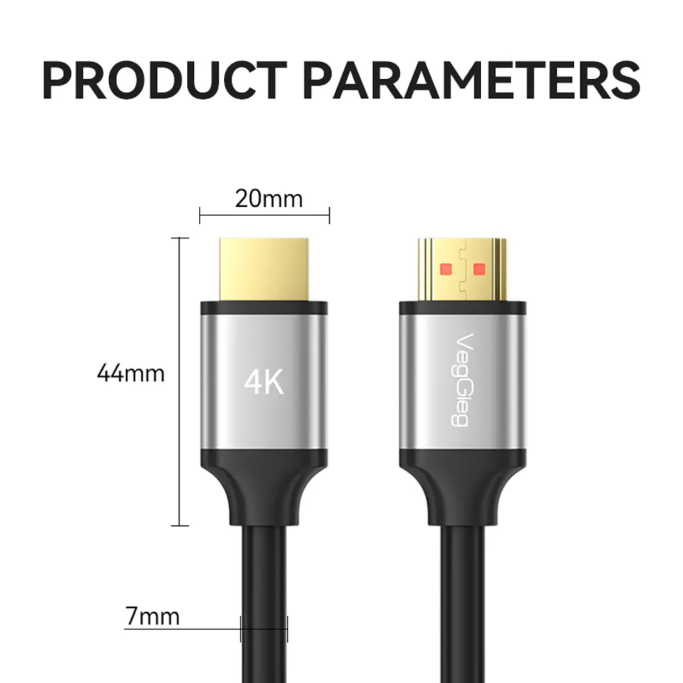 Cable HDMI Veggieg 4K 60Hz V2.0 para TV, Monitor y Consolas 12