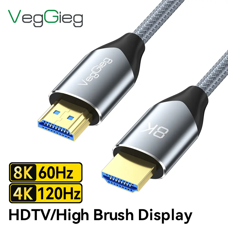 Cable HDMI 2.1 Veggieg 8K 60Hz / 4K 120Hz / 2K 240Hz HDR+ Ultra HD 2