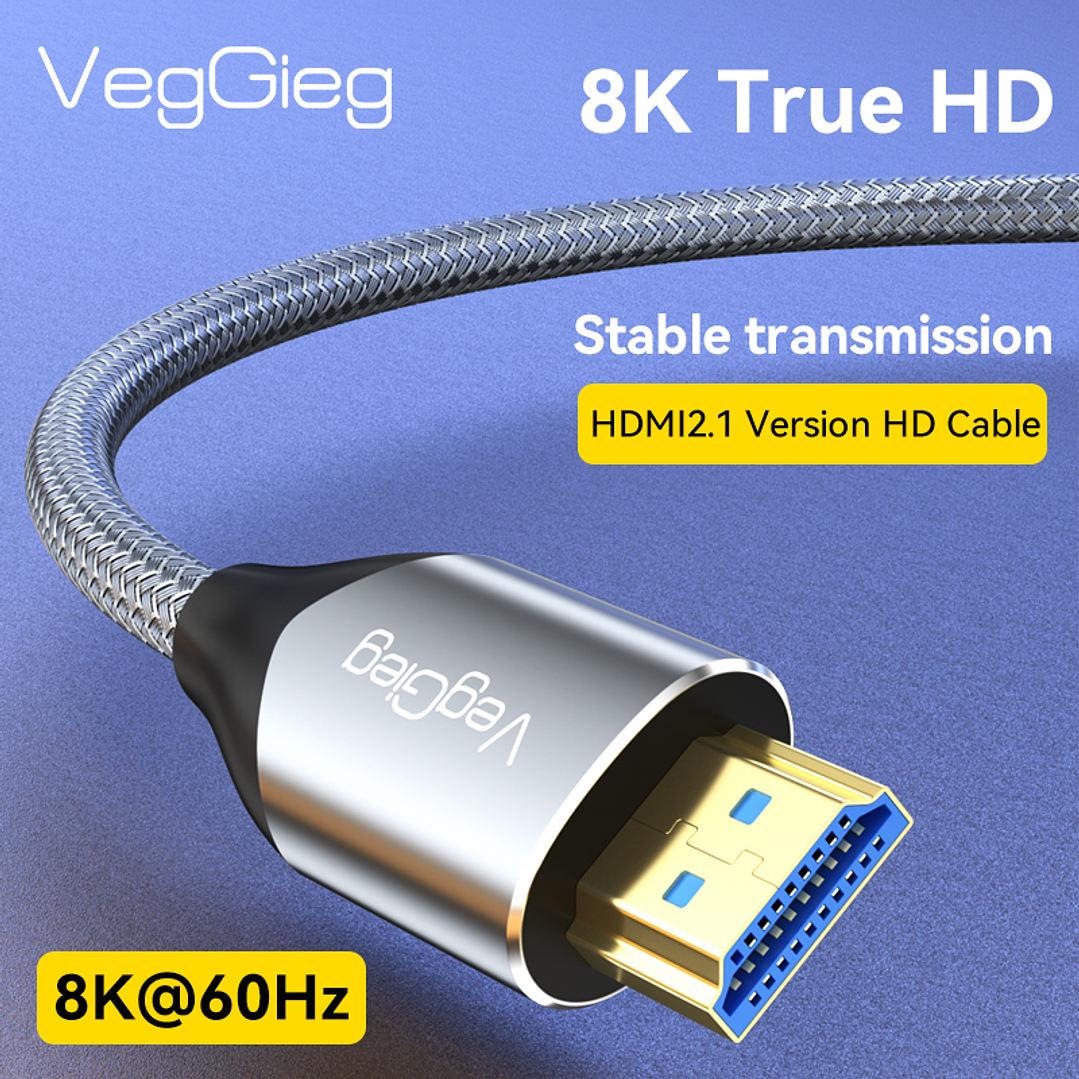 Cable HDMI 2.1 Veggieg 8K 60Hz / 4K 120Hz / 2K 240Hz HDR+ Ultra HD 9