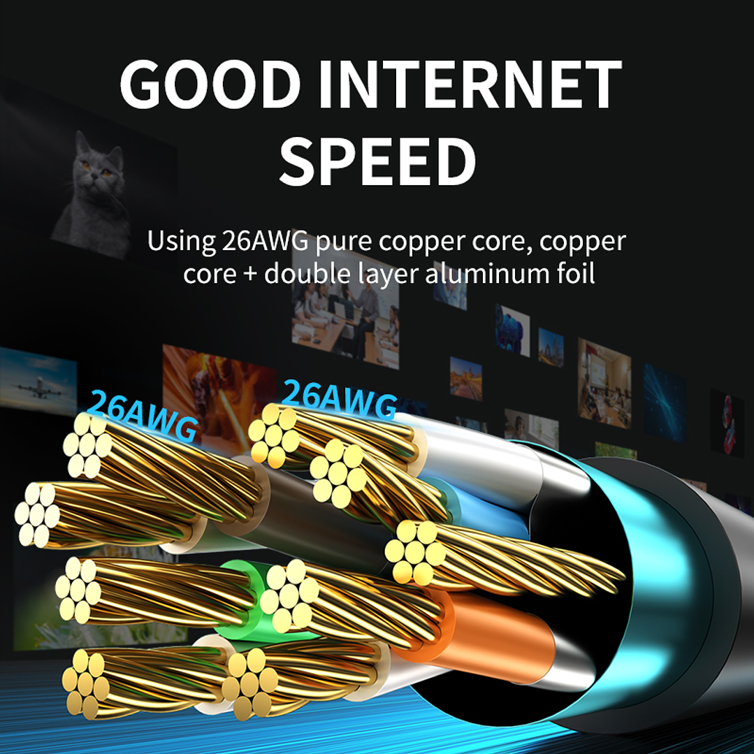 Cable de Red Ethernet CAT 8 RJ45 – Alta Velocidad 40Gbps / 2000MHz – Color Negro Premium (5m / 10m / 20m) 5