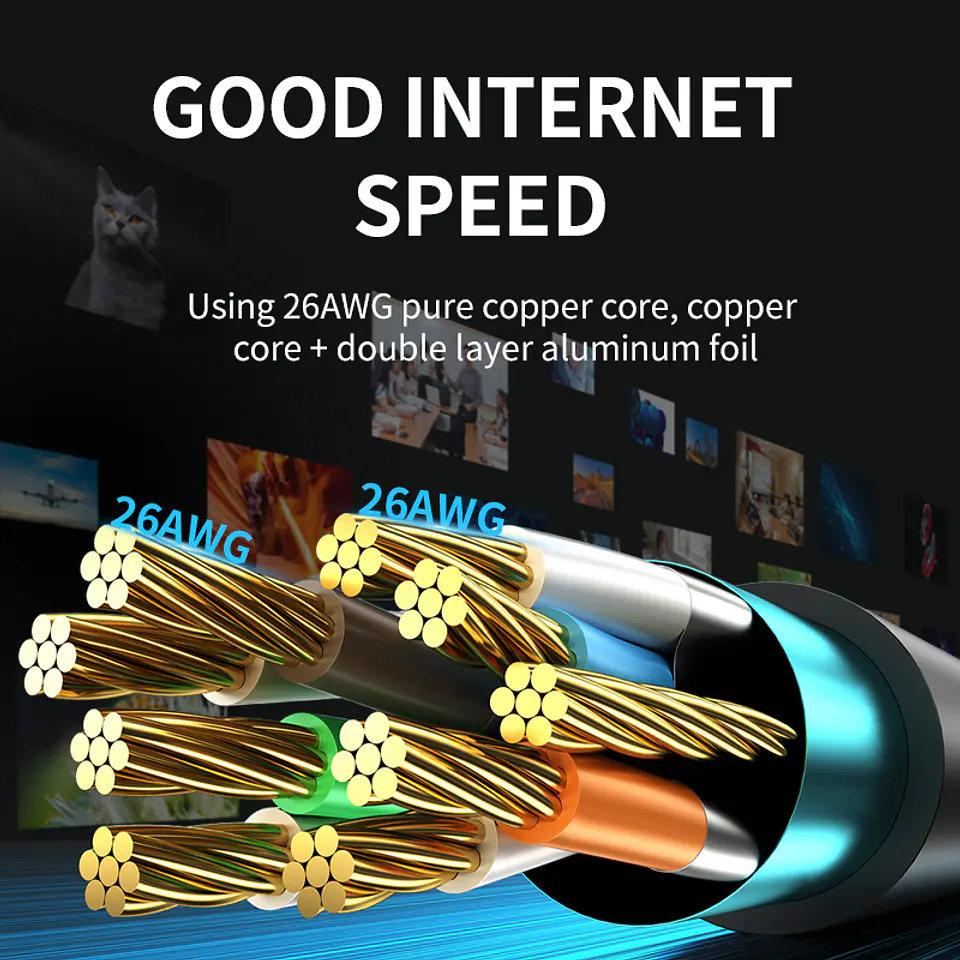 Cable de Red Ethernet CAT 8 RJ45 – Alta Velocidad 40Gbps / 2000MHz – Color Negro Premium (5m / 10m / 20m) 5