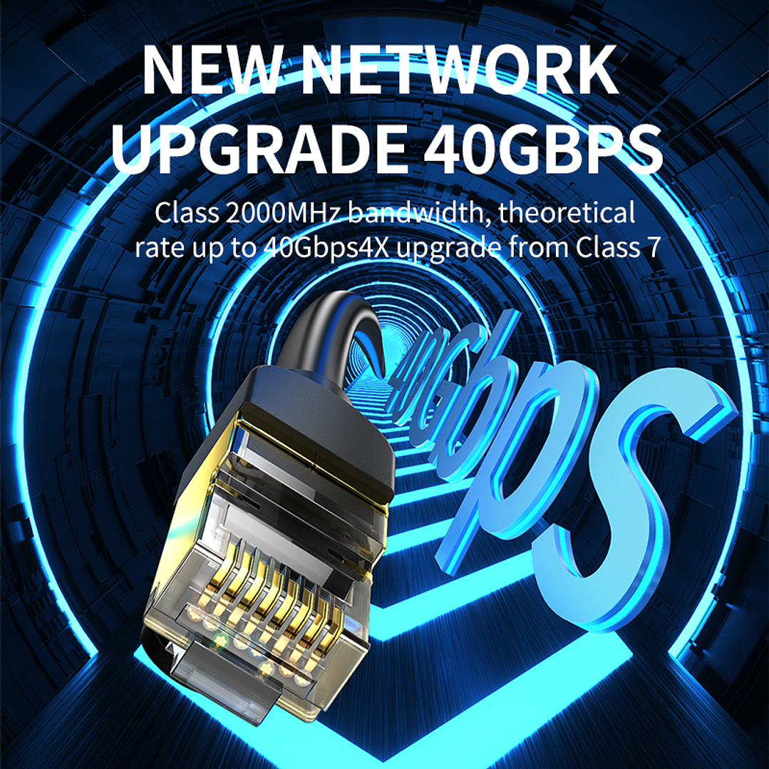Cable de Red Ethernet CAT 8 RJ45 – Alta Velocidad 40Gbps / 2000MHz – Color Negro Premium (5m / 10m / 20m) 4