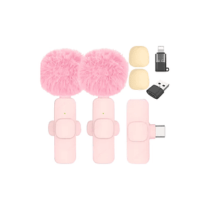Micrófono Lavalier Inalámbrico Rosa iPhone, Android