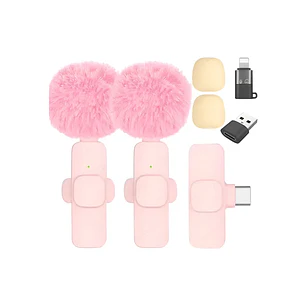 Micrófono Lavalier Inalámbrico Rosa iPhone, Android