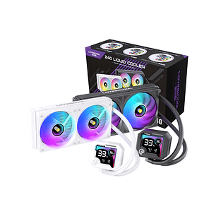 Refrigeración Líquida AIO  240mm con Pantalla Digital – ARGB | Blanco y Negro TDP 255w 