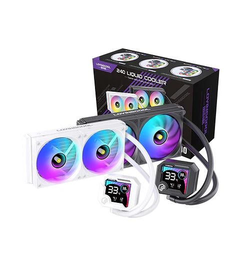 Refrigeración Líquida AIO  240mm con Pantalla Digital – ARGB | Blanco y Negro TDP 255w 