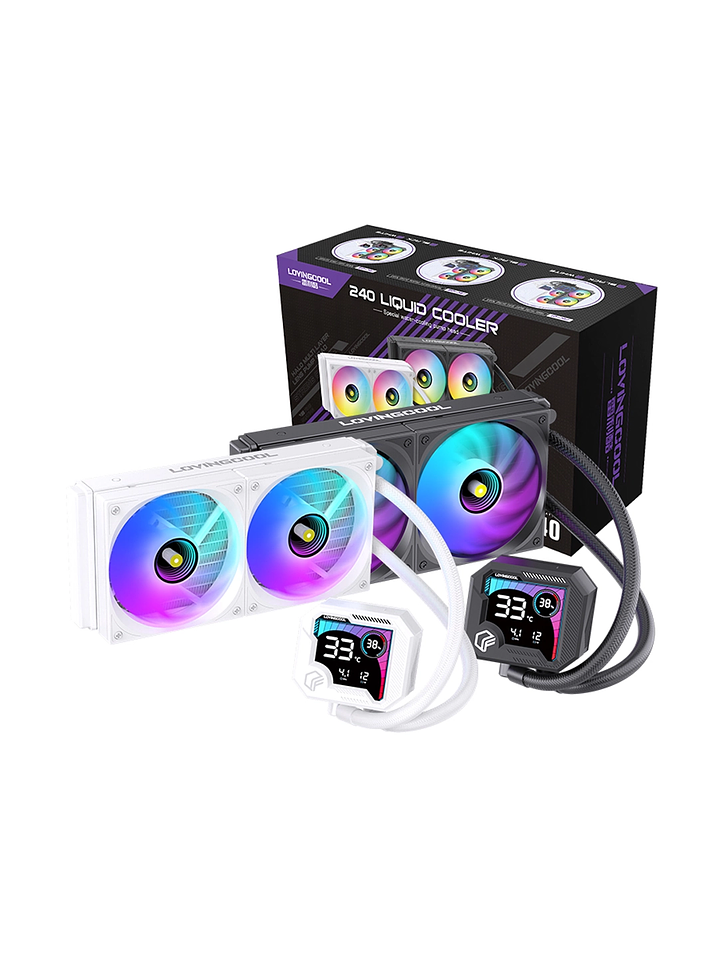 Refrigeración Líquida LovingCool  240mm con Pantalla Digital – ARGB | Blanco y Negro 1