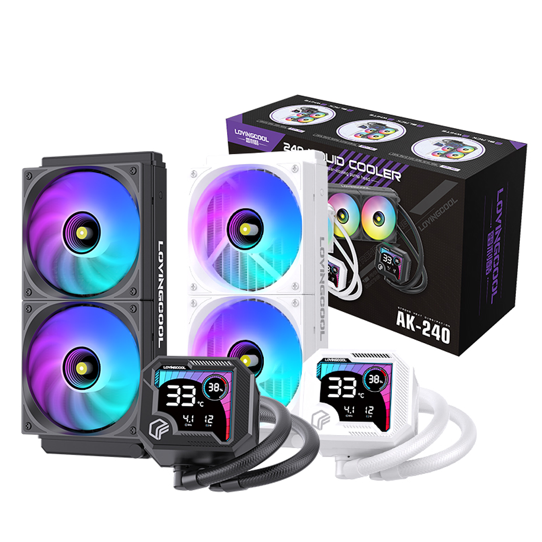 Refrigeración Líquida AIO  240mm con Pantalla Digital – ARGB | Blanco y Negro TDP 255w  12