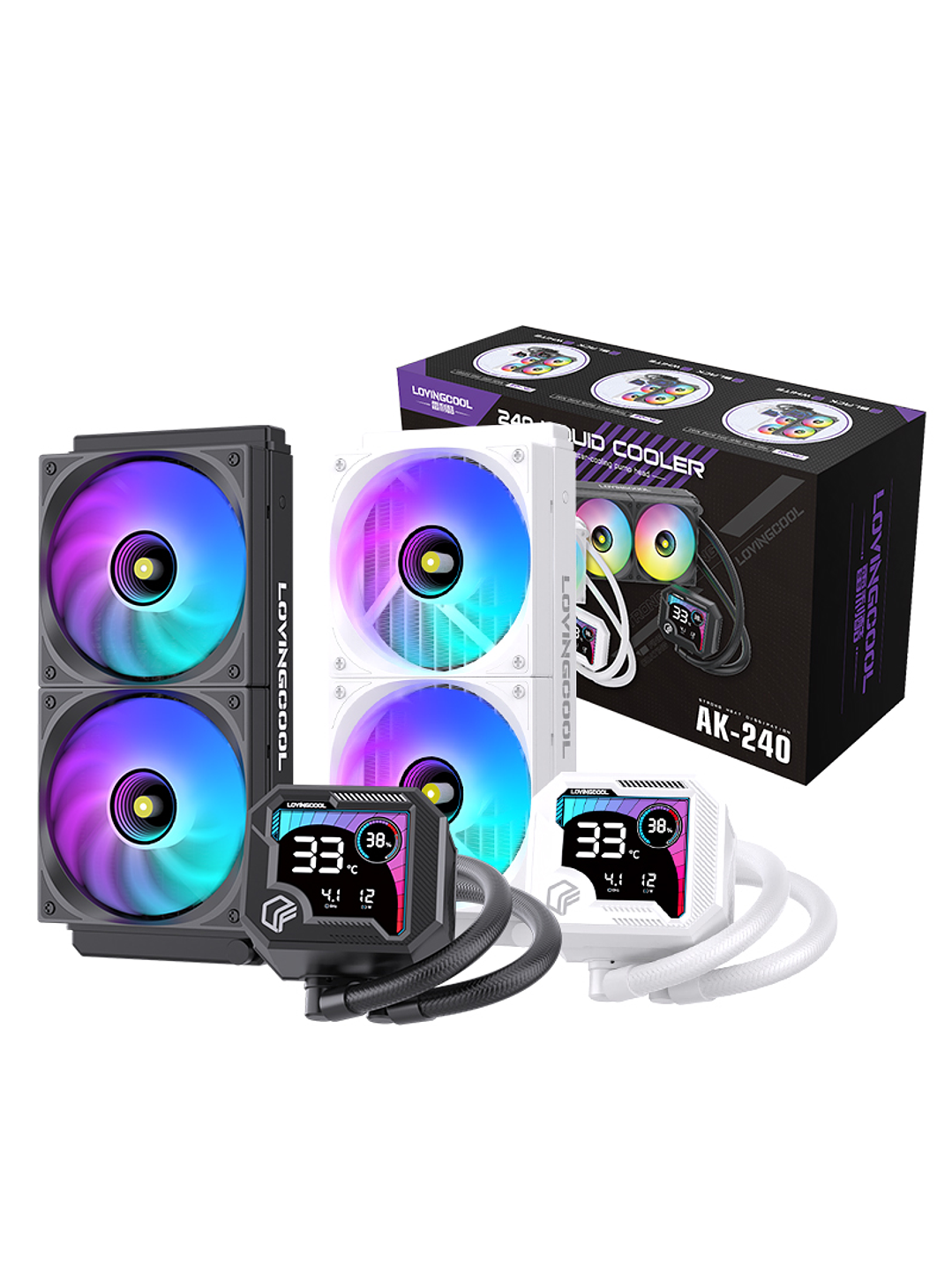 Refrigeración Líquida LovingCool  240mm con Pantalla Digital – ARGB | Blanco y Negro 12