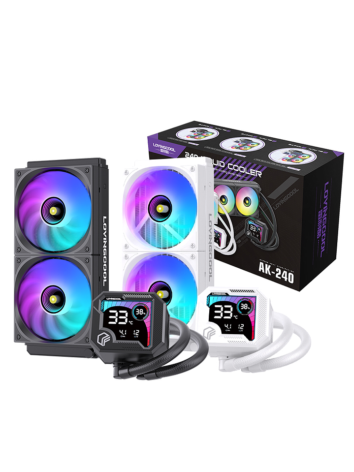 Refrigeración Líquida LovingCool  240mm con Pantalla Digital – ARGB | Blanco y Negro 12