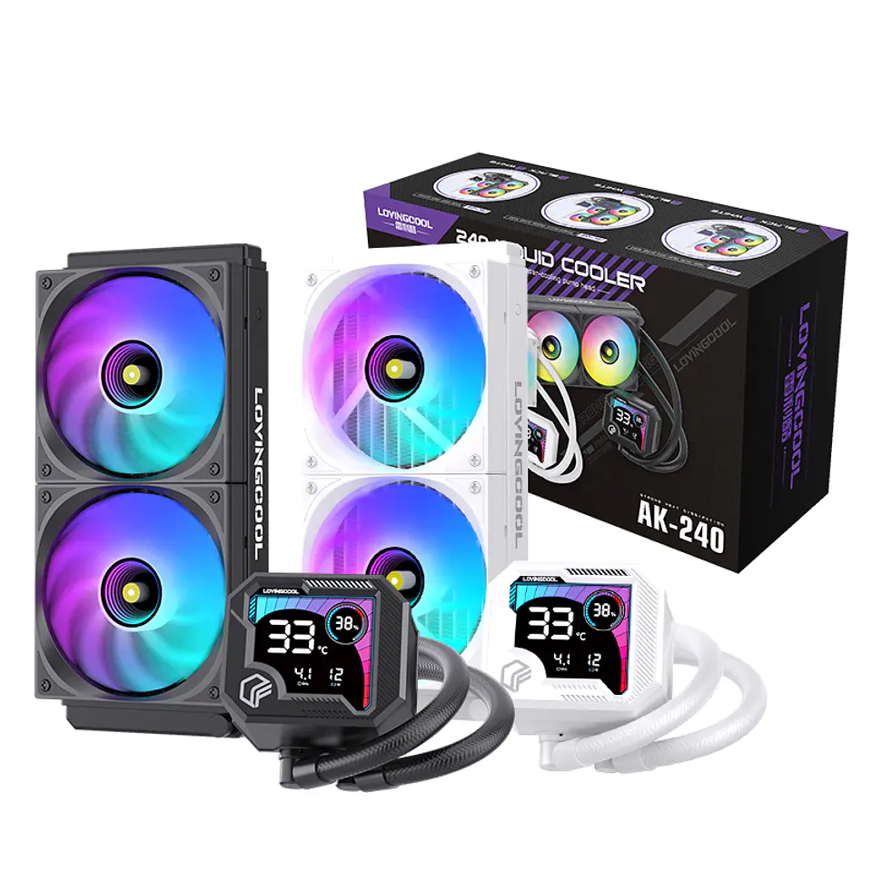 Refrigeración Líquida AIO  240mm con Pantalla Digital – ARGB | Blanco y Negro TDP 255w  12