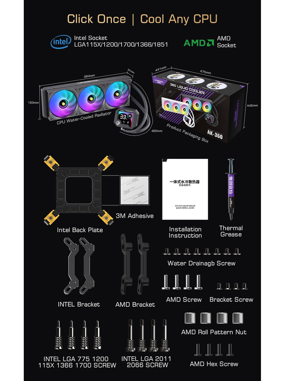 Refrigeración Líquida LovingCool  240mm con Pantalla Digital – ARGB | Blanco y Negro 13