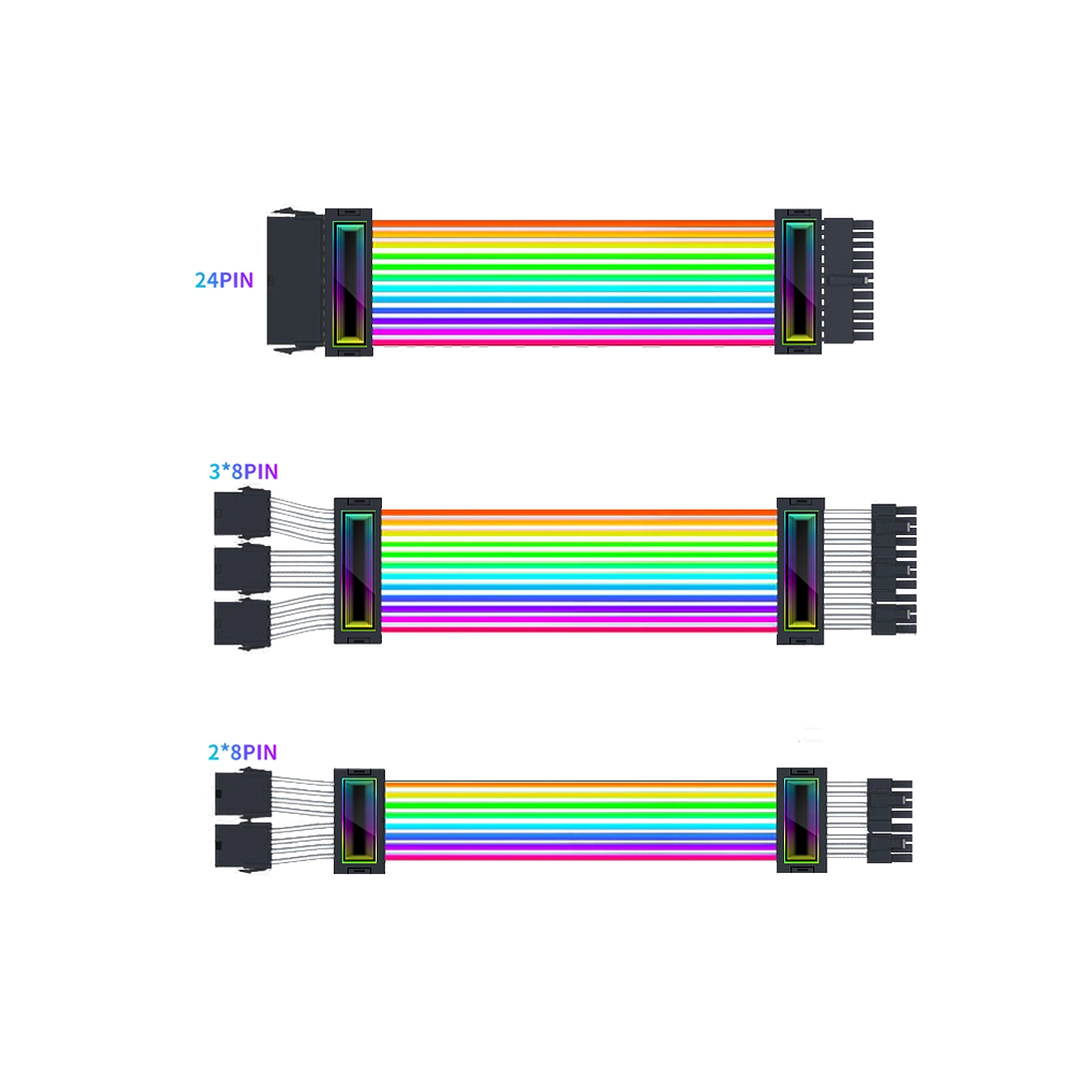  Cables de Alimentación para PC – 24PIN, 2×8PIN y 3×8PIN  Compatibles con GPU y Placa Base 1