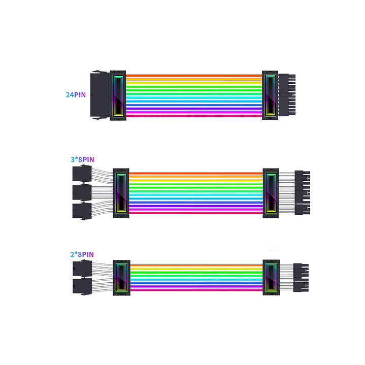  Cables de Alimentación para PC – 24PIN, 2×8PIN y 3×8PIN  Compatibles con GPU y Placa Base 1