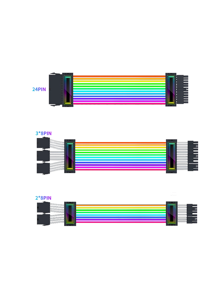  Cables de Alimentación para PC – 24PIN, 2×8PIN y 3×8PIN  Compatibles con GPU y Placa Base 1