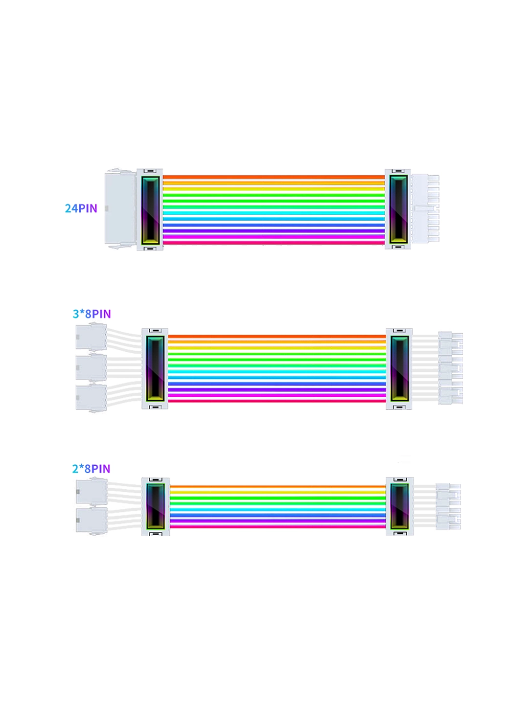  Cables de Alimentación para PC – 24PIN, 2×8PIN y 3×8PIN  Compatibles con GPU y Placa Base 2
